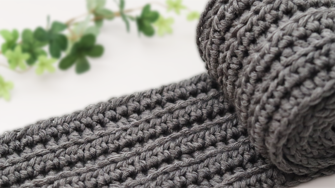 編み図 100均毛糸 かぎ針編み 太い糸で編むシンプル柄のボリュームマフラー編み方 Crochet Winter Scarf