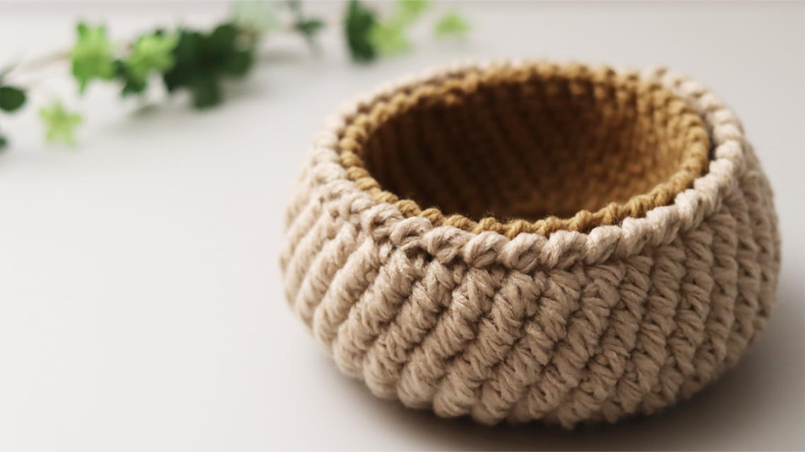 かぎ針編み編み図 100均極太糸でかんたん 重ねられるミニかごの編み方 Crochet Basket