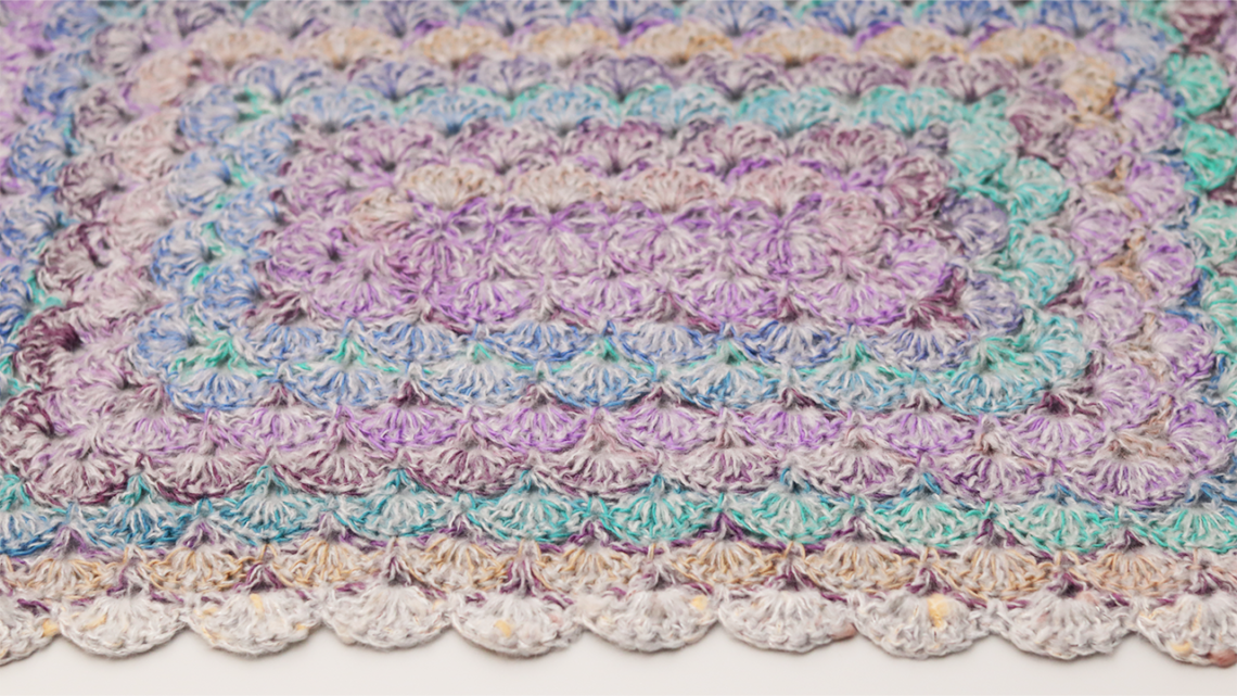 かぎ針編み編み図 長方形の柄編みひざ掛けの編み方 Crochet Lap Robe