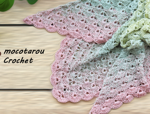 編み図 100均毛糸 かぎ針編み 長編み好きにはたまらない三角ショール編み方 Crochet Shawl